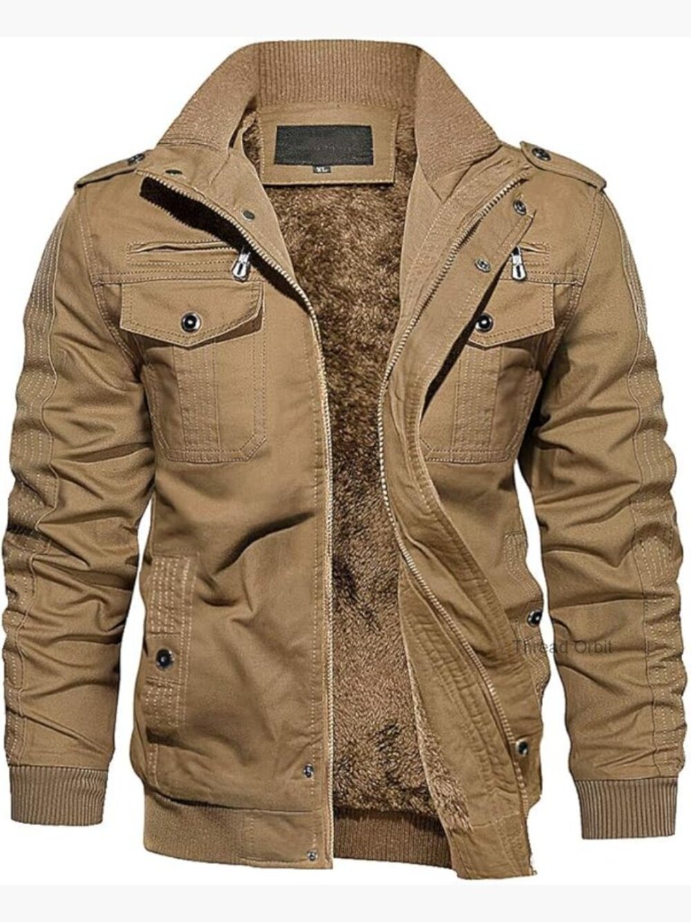 Thick Thermal Winter Jacket with Multi Pockets Fleece Lined Military Coat